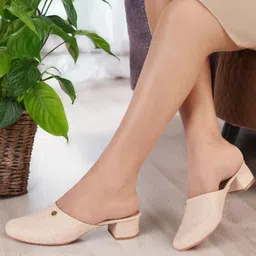 Carlton London Women Woven Design Synthetic Regular Block Mules-picture-20