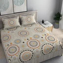 Homio Furnishings Private Limited Centra Beige 250 TC Queen Bedsheet Set 1.9 m x 1.8 m-image-6