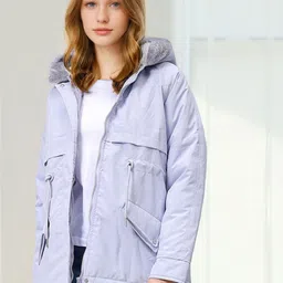 Freehand by The Indian Garage Co Women Hooded Solid Casual Parka Jacket-image-77