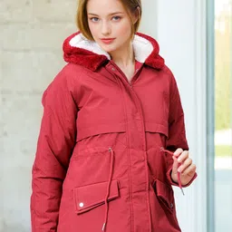 Freehand by The Indian Garage Co Women Hooded Solid Casual Parka Jacket-image-44