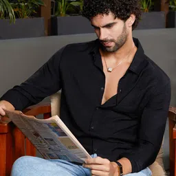 Campus Sutra Men Comfort Fit Spread Collar Textured Casual Shirt-image-76