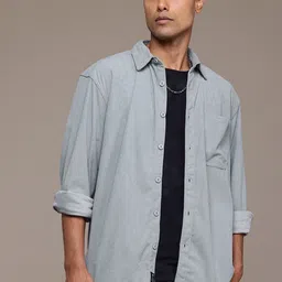 The Roadster Lifestyle Co. Men Classic Textured Corduroy Shirt-image-22