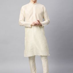 SOJANYA Men Off-White Solid Kurta with Churidar-picture-25