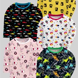 KUCHIPOO Kids Multicoloured & xiketic 5 Printed Pure Cotton T-shirt-image-27