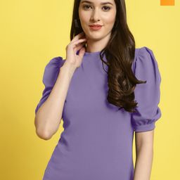 Metronaut Women Pack Of 2 Solid V-Neck Puff Sleeves Crop Tops-picture-20