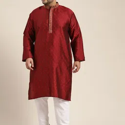 SOJANYA PLUS Men Maroon Embroidered Thread Work Kurta-picture-27