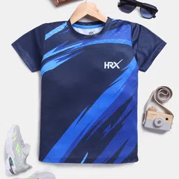 HRX by Hrithik Roshan Boys Brand Logo Printed Rapid Dry T-shirt-picture-37