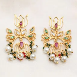 Unniyarcha Gold-Plated 92.5 Silver Contemporary Drop Earrings-picture-10