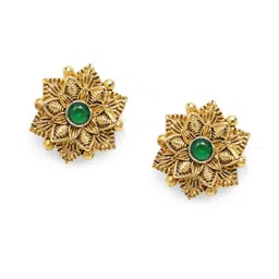 Estele Gold-Plated Floral Crystal Studs-image-25