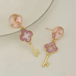 Carlton London Gold-Plated Contemporary Quartz Drop Earrings-picture-41