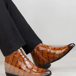 Bxxy Men 9 Cm Hidden Height Increasing Casual Block-Heeled Oxford Boots.-picture-23