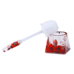 OBSESSIONS Red & Transparent Glass Toilet Brush With Holder image 3