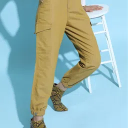 Tokyo Talkies Women Olive Green Jogger Low Distress Jeans-image-88