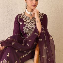 Indo Era Ethnic Motifs Embroidered Gotta Patti Work Kurta With Trousers & Dupatta-picture-40
