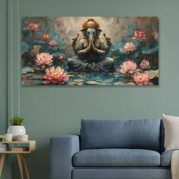 nestroots Green & Pink 1 Piece Canvas Religious Wall Paintings-picture-31