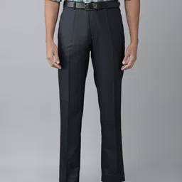 Park Avenue Men Textured Self Design Smart Slim Fit Plain Woven Flat-Front Formal Trousers-picture-25