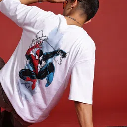MARVEL STREET Spiderman Print Drop-Shoulder Sleeves Pure Cotton Oversized T-shirt-picture-41