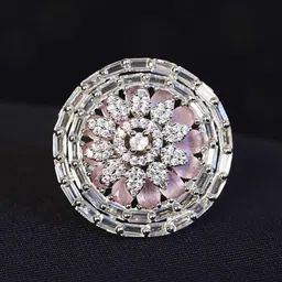 Zoey Rhodium-Plated American Diamond Studded Finger Ring-picture-31