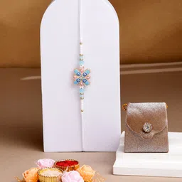ADIVA Evil Eye Stone Studded Rakhi With Pooja Thali Roli Chawal Gift Set-picture-37