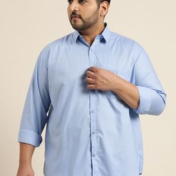 SOJANYA PLUS Men Plus Size Blue Solid Classic Fit Cotton Casual Shirt-picture-24