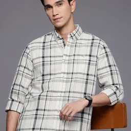 NEXT Cotton Linen Opaque Checked Casual Shirt-picture-26