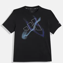 ADIDAS Boys Brand Logo Print Hiit GFX Tee Aeroready Sports T-shirt-image-62