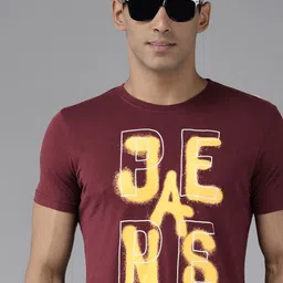 Pepe Jeans Men Burgundy Typography Printed Slim Fit T-shirt-picture-25