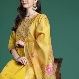 Indo Era Ethnic Motifs Embroidered Sequinned Kurta with Trousers & With Dupatta-picture-8