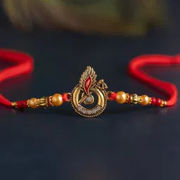 Voylla Krishnas Grace Mor Pankh Beaded Thread Rakhi With Roli Chawal-picture-22