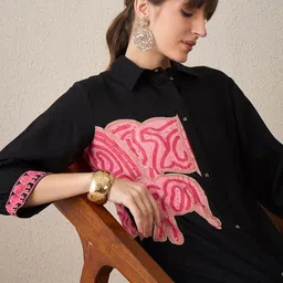 Indo Era Women Ethnic Motifs Printed Regular Thread Work Kurta with Trousers-picture-16