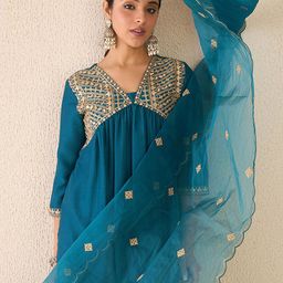 Indo Era Women Ethnic Motifs Embroidered Empire Gotta Patti Kurta with Trousers & With Dupatta-picture-21