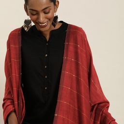 Taavi Striped Handloom Sustainable Dupatta with Sequinned-picture-2