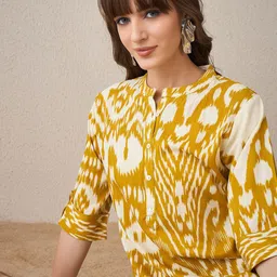 Anouk Abstract Printed Mandarin Collar Straight Kurta with Palazzos-picture-27