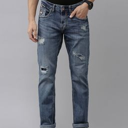 SPYKAR Men Mid-Rise Rovers Highly Distressed Light Fade Stretchable Jeans-picture-48