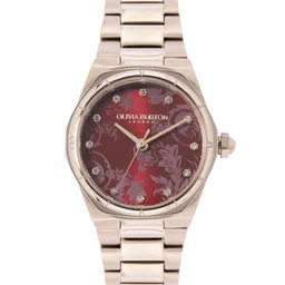 Olivia Burton Women Mini Hexa Damask Embellished Analogue Watch 24000106-Red-picture-0