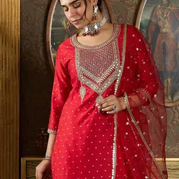 Anouk Women Ethnic Motifs Embroidered Regular Beads and Stones Kurta with Trousers & With Dupatta-picture-41