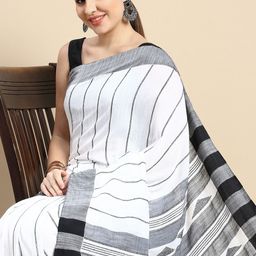 DESH BIDESH Woven Design Striped Pure Cotton Taant Saree-picture-35