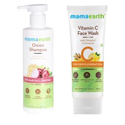 Mamaearth Unisex Set of Sustainable Vitamin C Face Wash & Onion Hair Fall Control Shampoo-picture-34