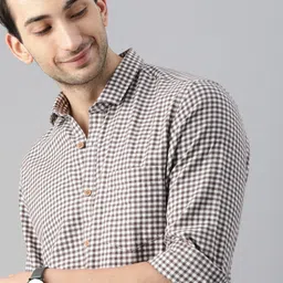 Mast & Harbour Men White & Brown Shepherd Checks Casual Sustainable Shirt-picture-10