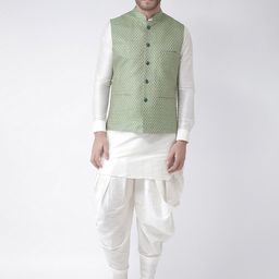 DEYANN Men Off-White Self Design Kurta with Patiala-picture-44