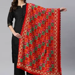 SWI Stylish Embroidered Phulkari Dupatta with Mirror Work-picture-40