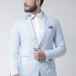 Hangup Men Blue Solid Regular Fit Single-Breasted Blazer-picture-22