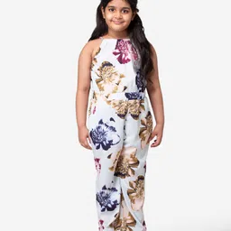Hoop Hippo Girls Blue & Pink Halter Neck Printed Basic Jumpsuit-image-64