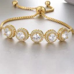 Anouk Gold -Plated American Diamond Studded Link Bracelet-picture-16