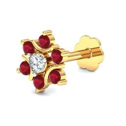 KUBERBOX 18K Yellow Gold Diamond Klass Ruby Nose Stud-picture-6
