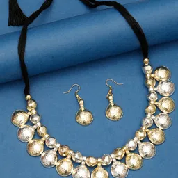 VIVAZS Gold & Silver-Plated Artificial Beaded Oxidized Jewellery Set-picture-32
