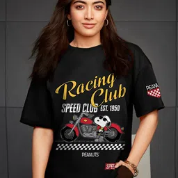 Bewakoof Heavy Duty Women Peanuts Merchandise Printed Pure Cotton Oversized T-shirt-image-58