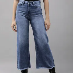 The Roadster Life Co. Women Pure Cotton Light Fade Mid-Rise Wide Leg Casual Jeans-image-6