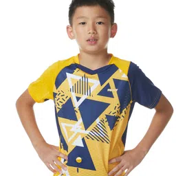 PERFLY By Decathlon Kids Mustard Yellow & Blue Printed T-shirt-picture-56