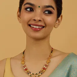 Kushal's Fashion Jewellery Embellished Bridal 92.5 Pure Silver Gold-Plated Temple Necklace-picture-33